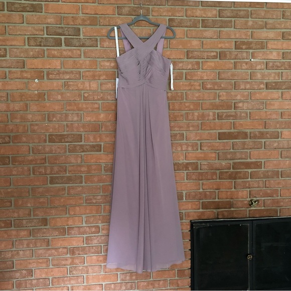 Floor-length A-line chiffon Azazie Kaleigh dress size 6 dusk - Picture 3 of 8